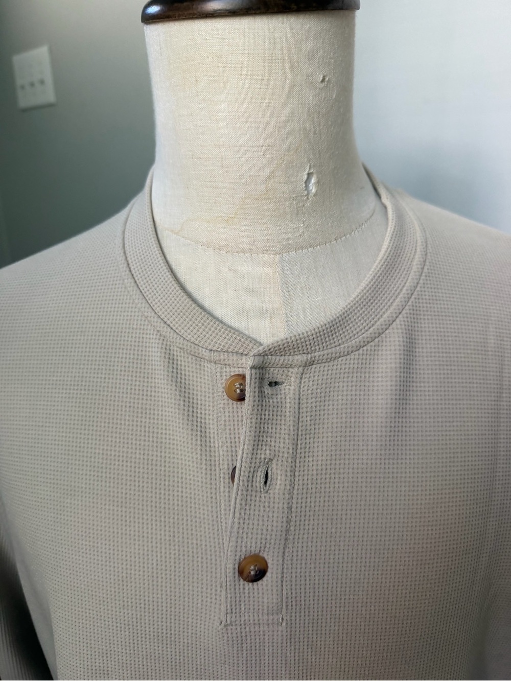 Freefly Men's Cream Waffle Henley Undershirt - Lightweight Thermal